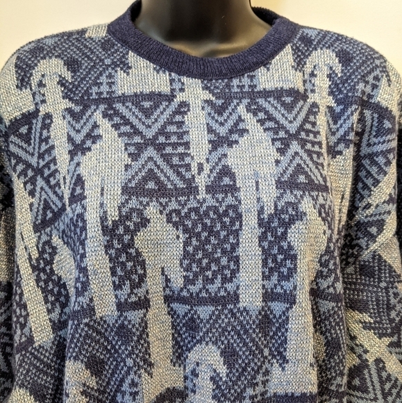 𝅺vintage oversized blue knit sweater small - Picture 2 of 8